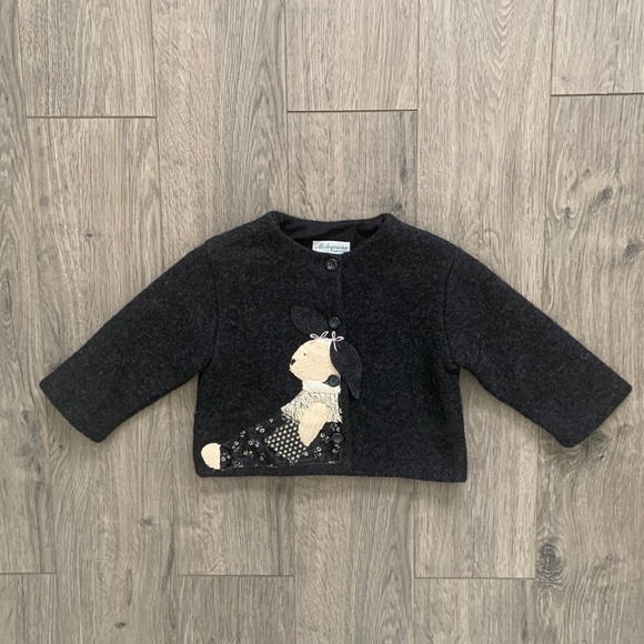 Melograno Other - Melograno Italian Felted Wool Baby Todler Coat Jacket with Bunny Aplique